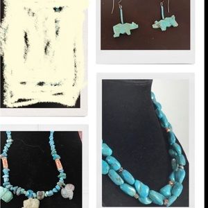 genuine turquoise necklaces w pair of turquoise earrings Native American made